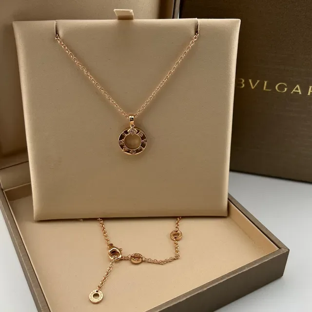 Bvlgari B.zero1 Collier avec Pendentif Anneau Ouvert en Argent et Or Gravé avec Lettre de Marque 4