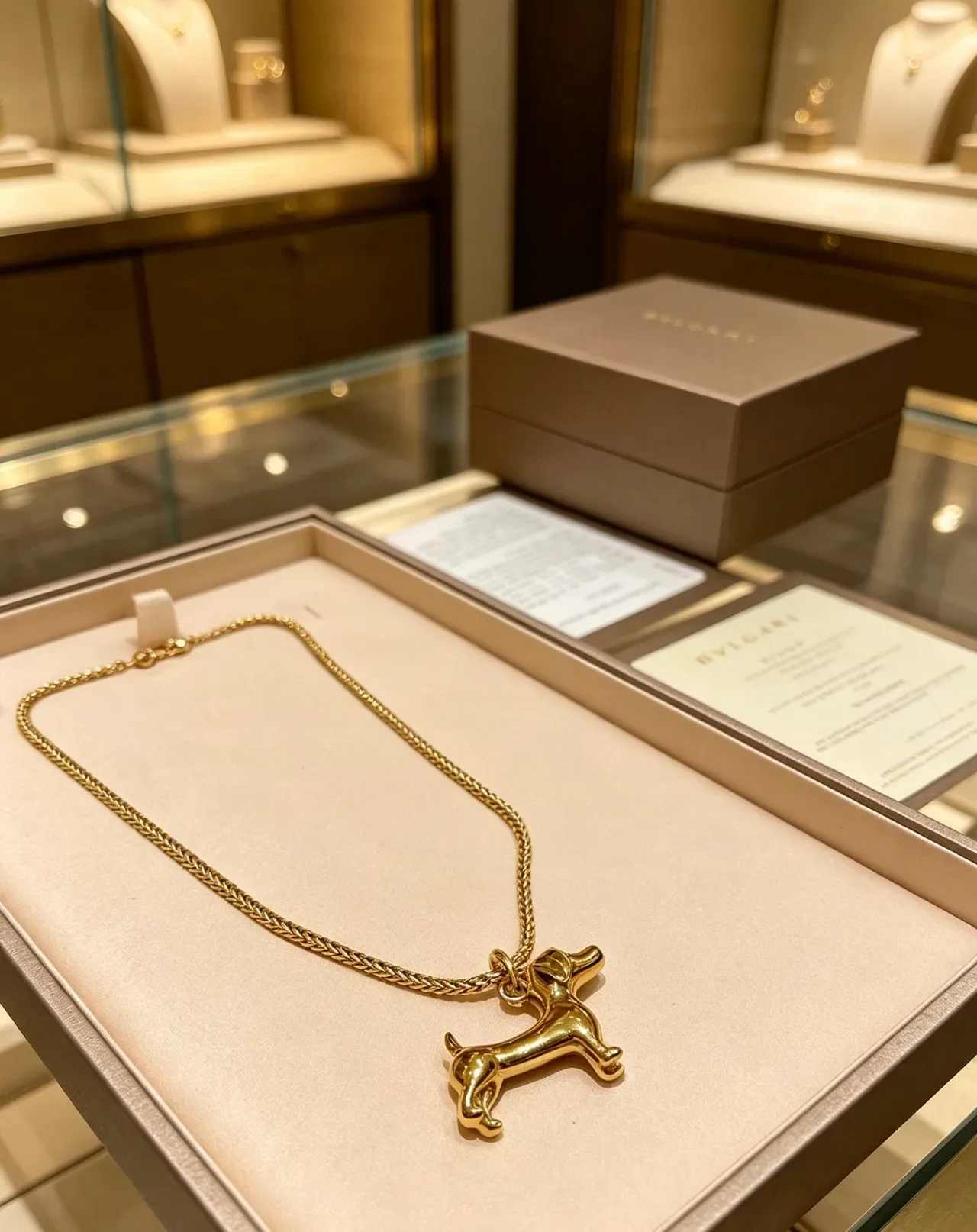 Bvlgari Gold Polished Dachshund Silhouette Necklace 2