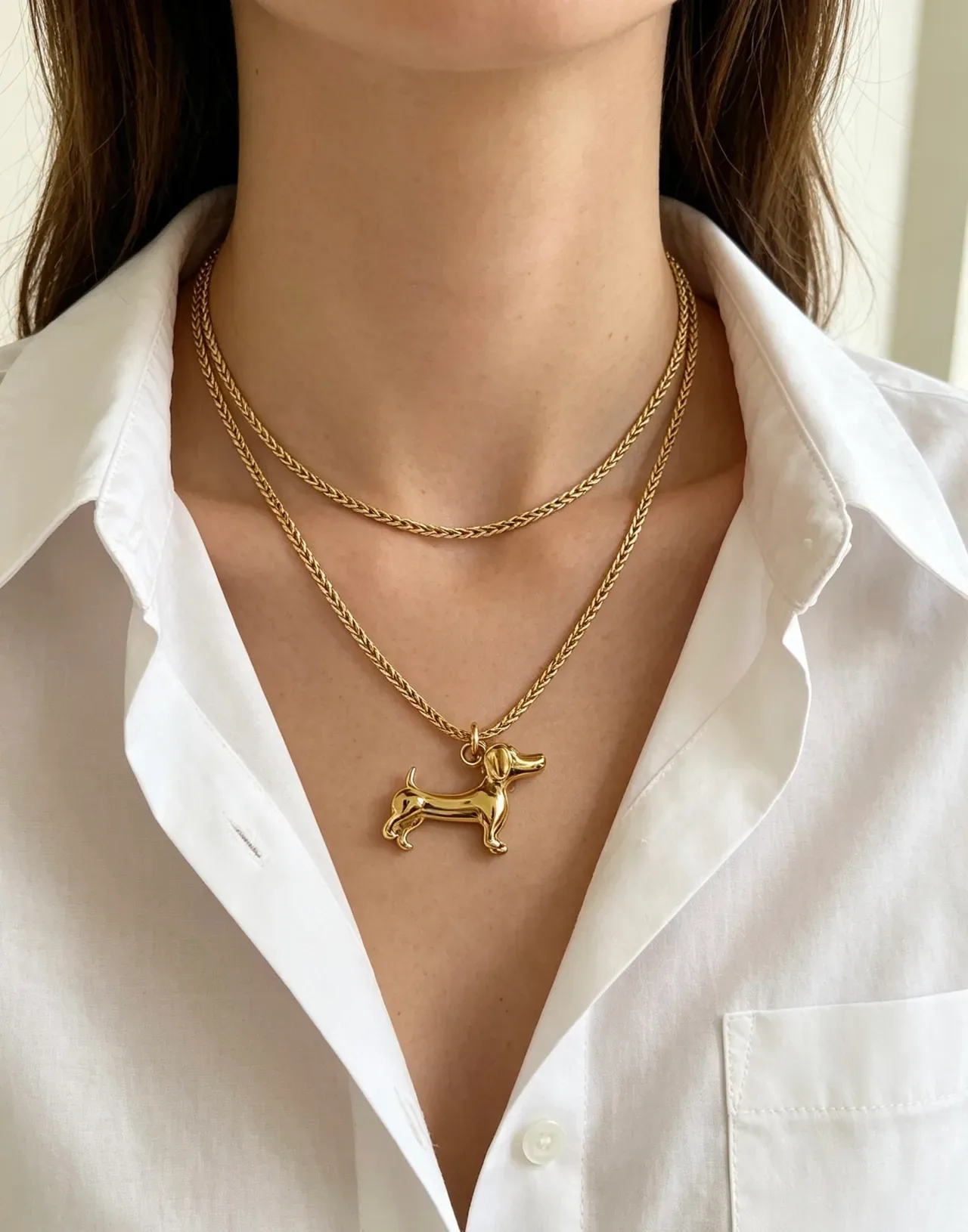 Bvlgari Gold Polished Dachshund Silhouette Necklace 3