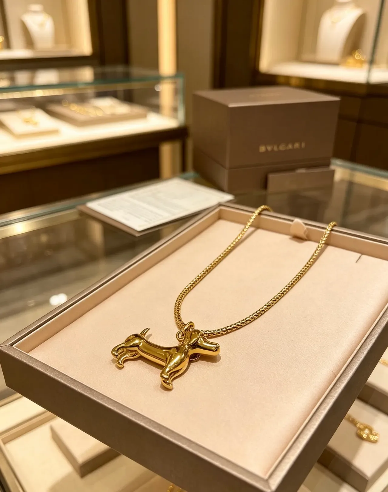 Bvlgari Gold Polished Dachshund Silhouette Necklace 4