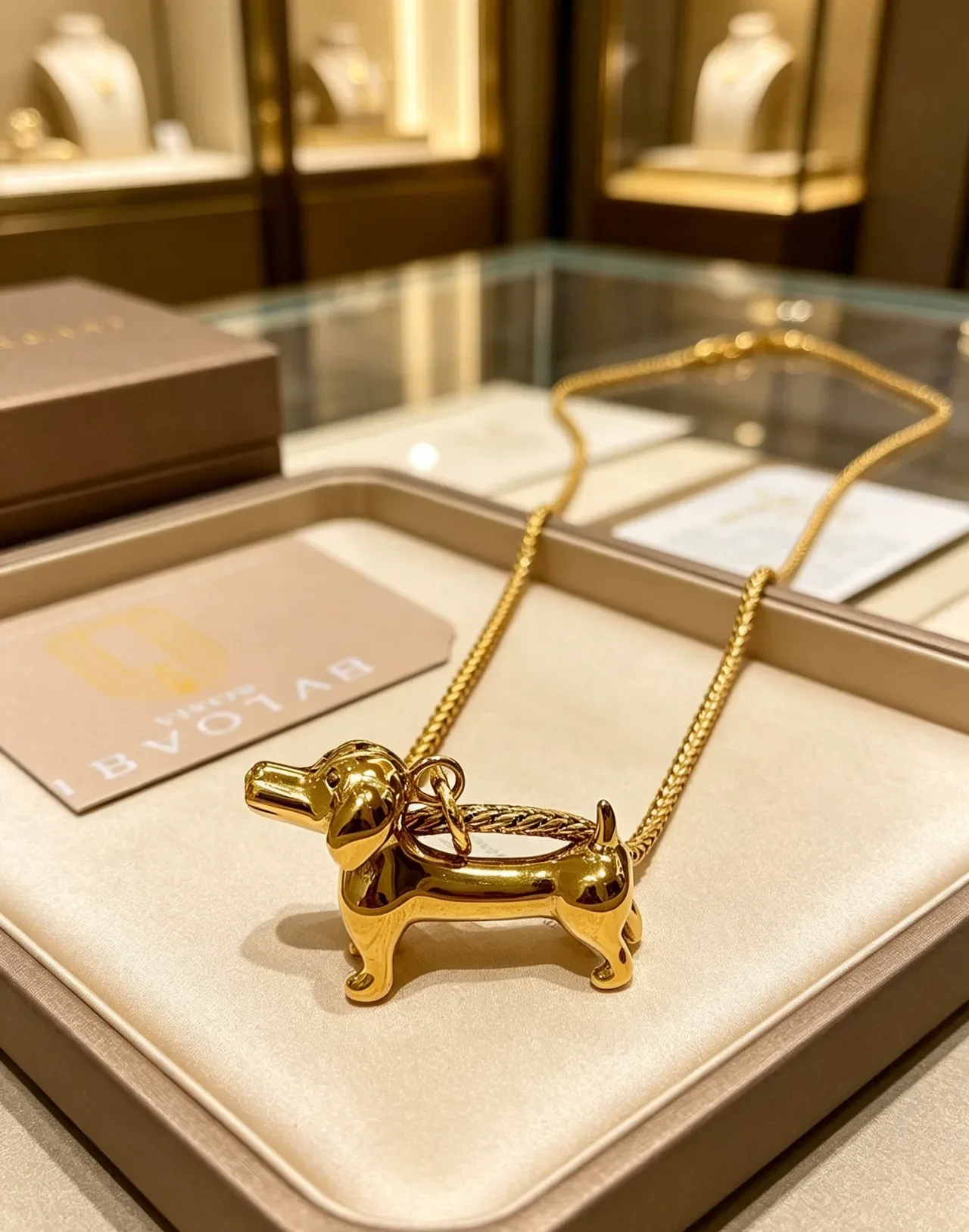 Bvlgari Gold Polished Dachshund Silhouette Necklace 6