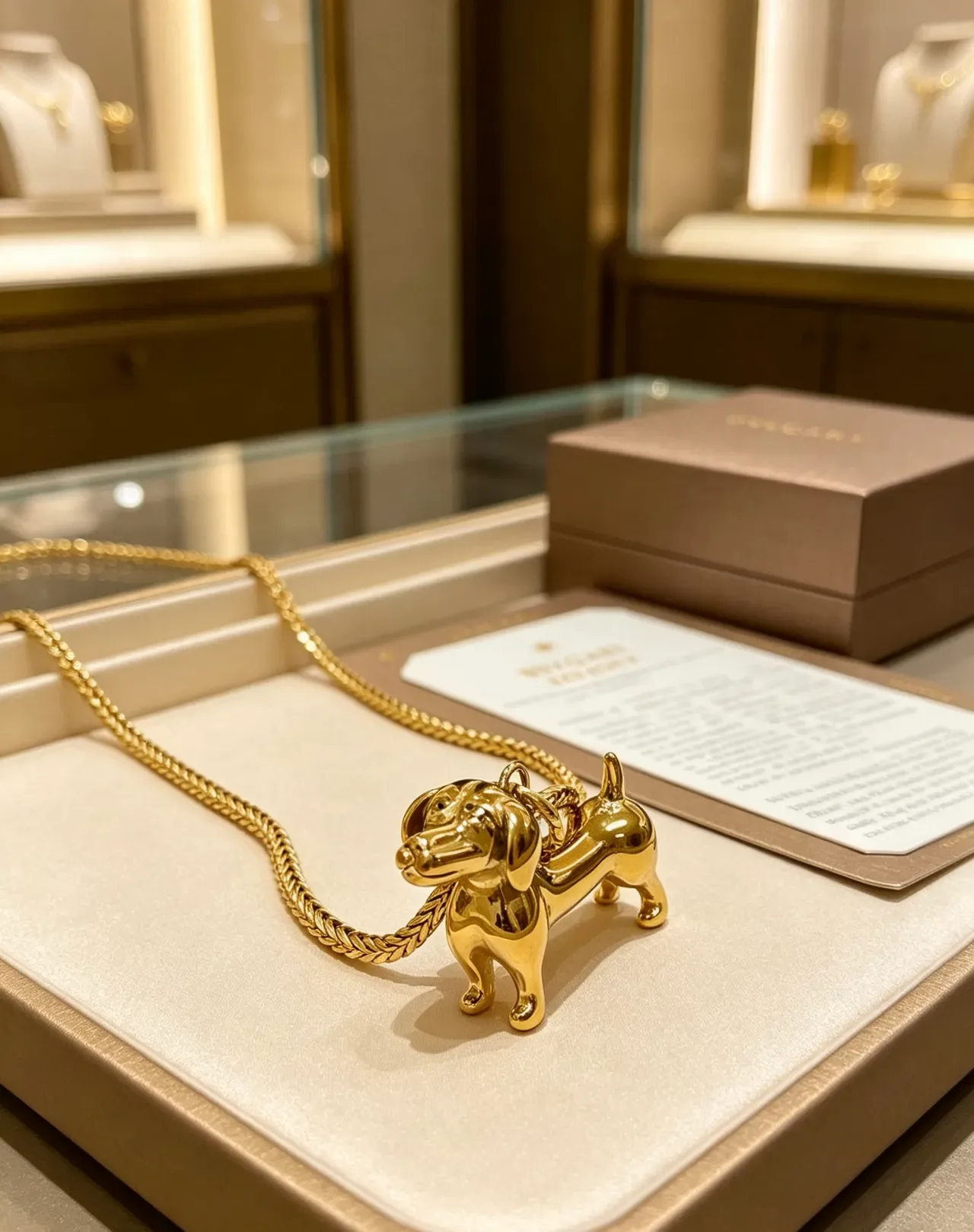 Bvlgari Gold Polished Dachshund Silhouette Necklace 7