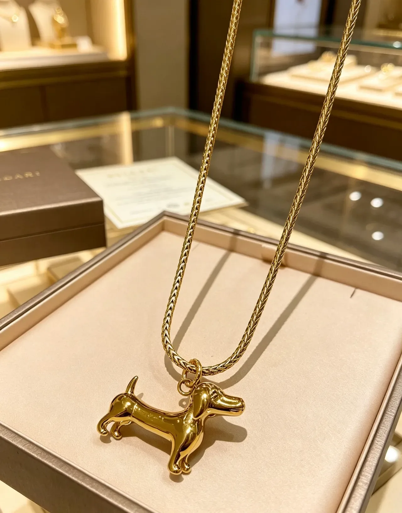 Bvlgari Gold Polished Dachshund Silhouette Necklace 9