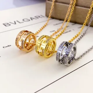 Bvlgari Gold Silver Geometric Openwork Pavé Crystal-Set Necklace