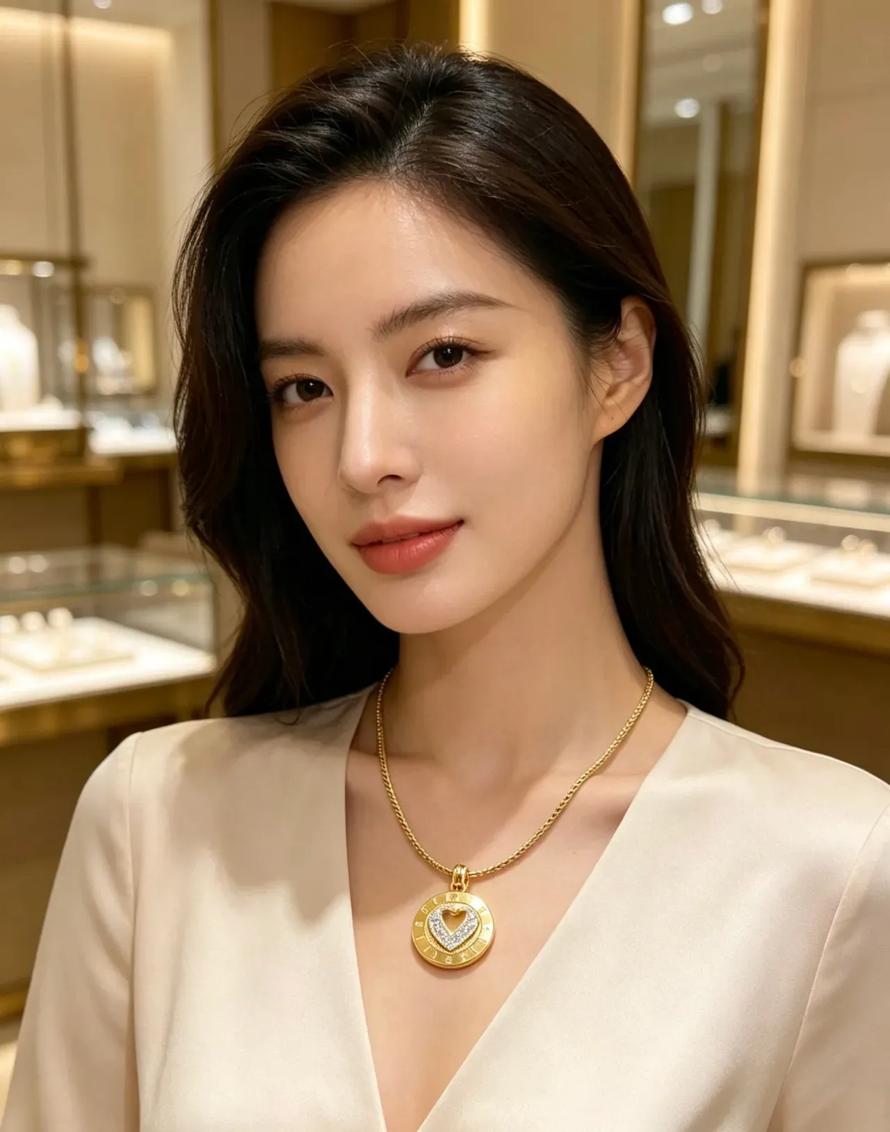Bvlgari Gold White Pavé-Set Necklace 8
