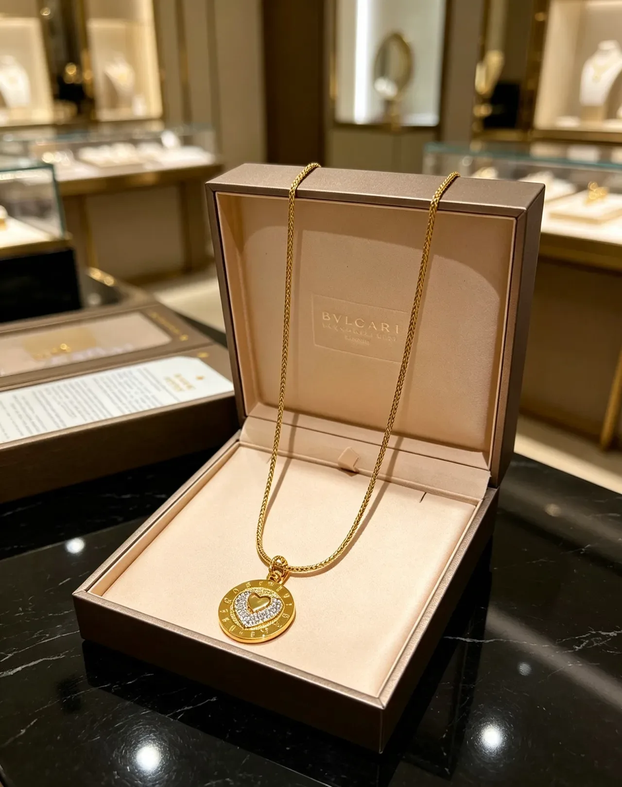 Bvlgari Gold White Pavé-Set Necklace 9