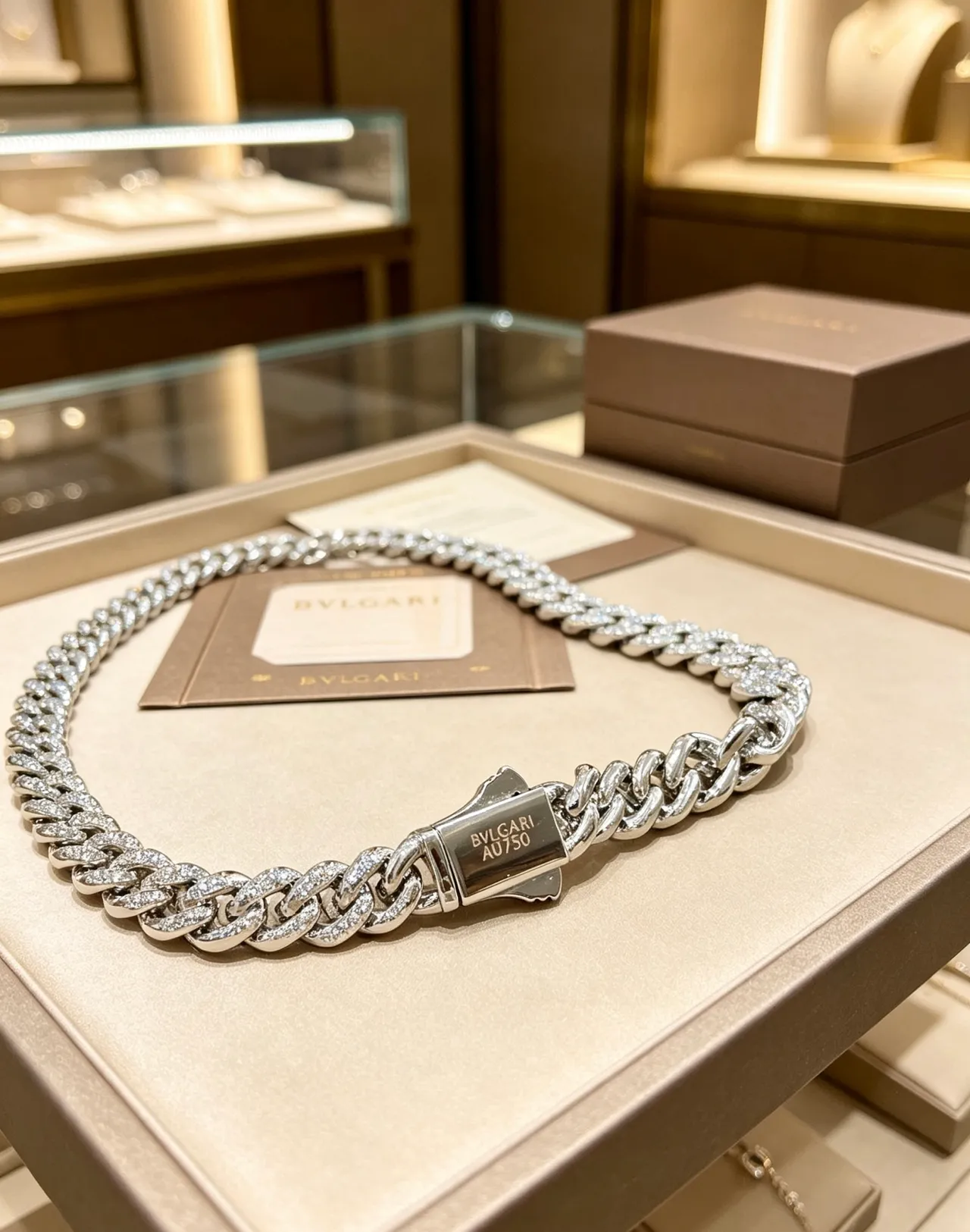 Bvlgari Pavé Curb Link Collier de Diamant 7