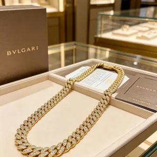 Bvlgari Pavé-Set Chaîne Cuban Link Collier de Diamants