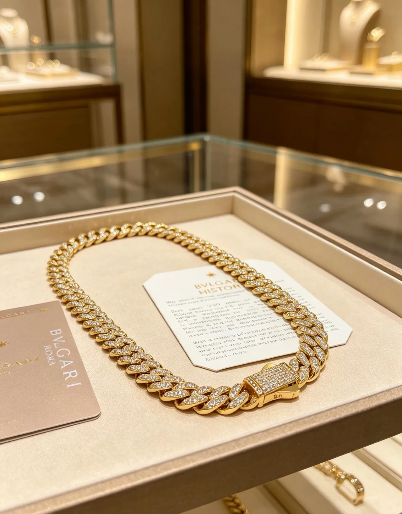 Bvlgari Pavé-Set Chaîne Cuban Link Collier de Diamants 2