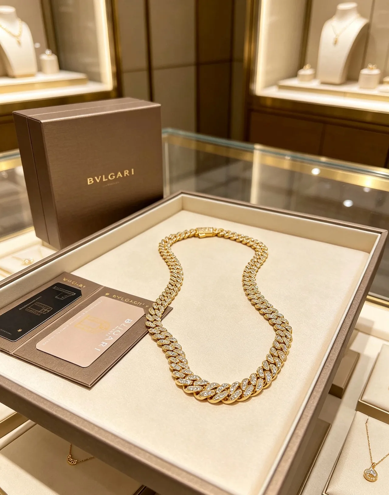 Bvlgari Pavé-Set Chaîne Cuban Link Collier de Diamants 4
