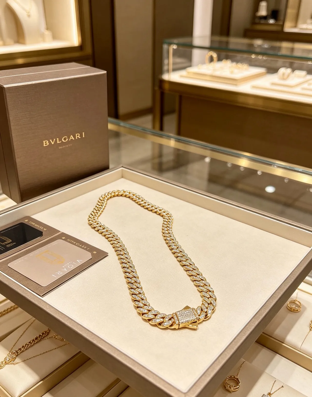 Bvlgari Pavé-Set Chaîne Cuban Link Collier de Diamants 5