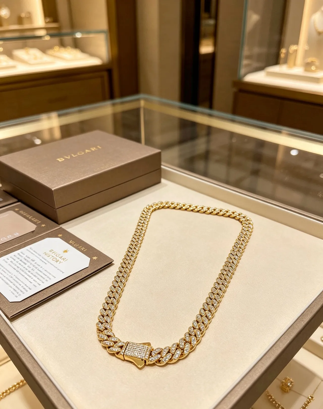 Bvlgari Pavé-Set Chaîne Cuban Link Collier de Diamants 7
