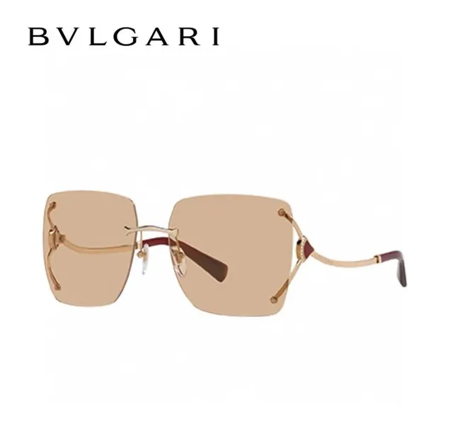 Bvlgari óculos de sol quadrados sem aro em dourado e borgonha 4