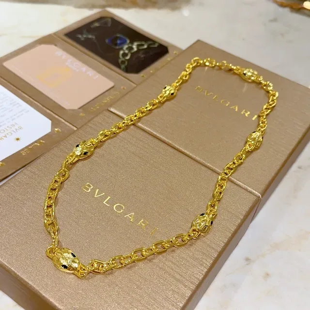 Bvlgari Serpenti Gold Serpent-Head Link Necklace 4