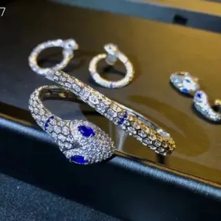Bvlgari Serpenti Silver Blue Snake Motif Pavé-Set Diamonds Bracelet