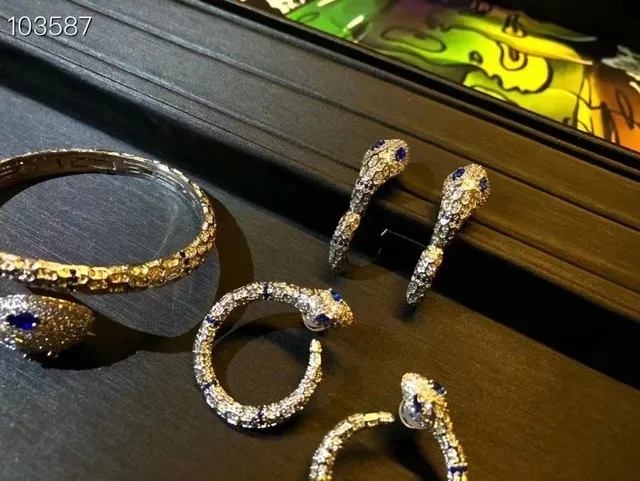 Bvlgari Serpenti motif de serpentine argent bleu Pavé-Set bracelet de diamants 5
