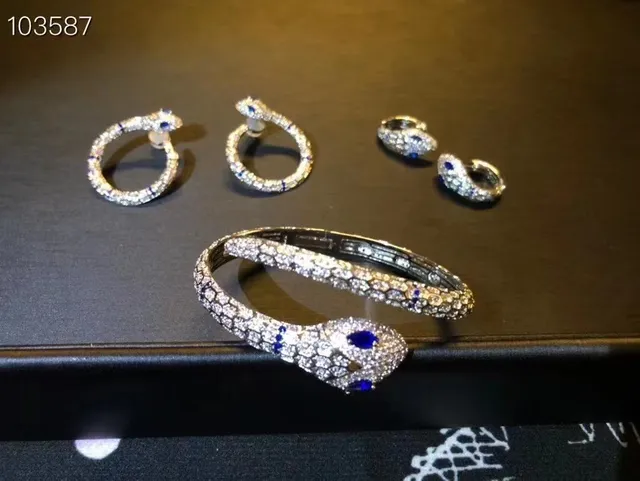 Bvlgari Serpenti motif de serpentine argent bleu Pavé-Set bracelet de diamants 6
