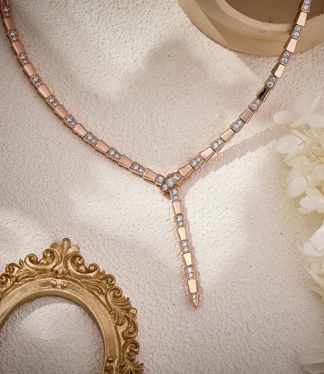 Bvlgari Serpenti Viper Collier Or Rose Pavé Diamant 6