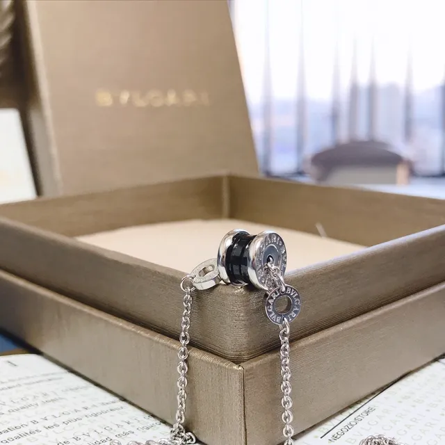 Bvlgari রূপালী কালো চেইন সিরামিক অ্যাকসেন্ট ব্রেসলেট 6