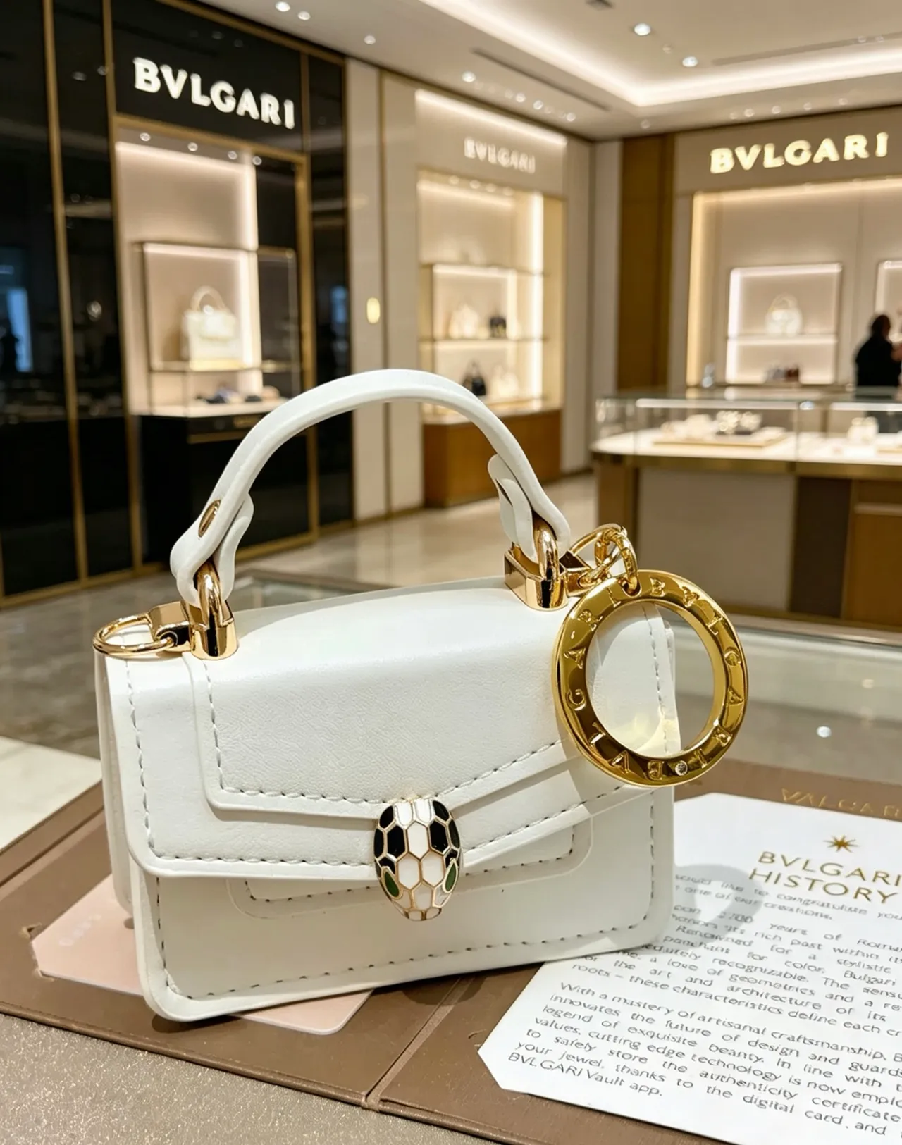 Bvlgari সাদা সোনা সংগঠিত মিনি চামড়ার ব্যাগ 2