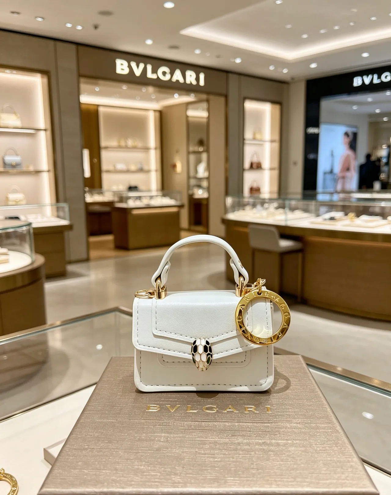 Bvlgari সাদা সোনা সংগঠিত মিনি চামড়ার ব্যাগ 5
