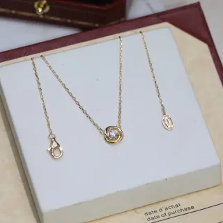 Cartier Gold Silver Chain Interwoven Band Pendant Necklace