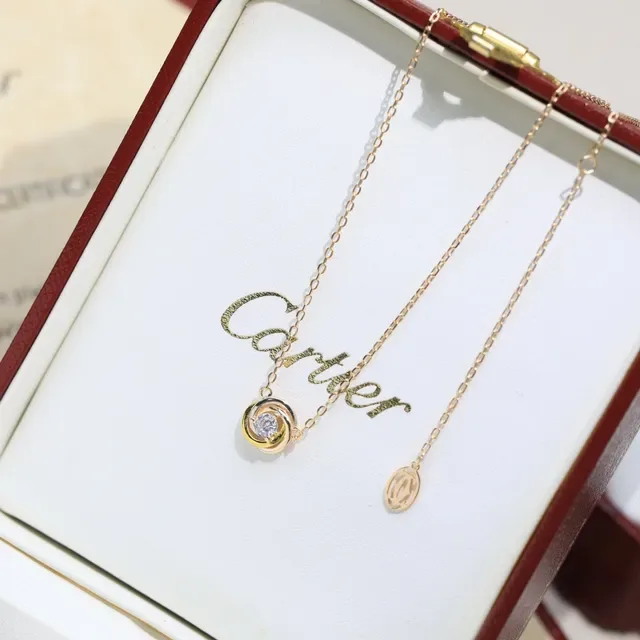 Cartier Gold Silver Chain Interwoven Band Pendant Necklace 4