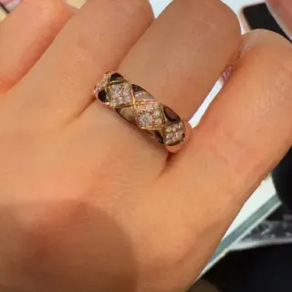 Cartier Juste un Clou Gold Black Interwoven Lattice Pavé Diamond Ring