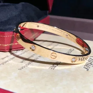 Cartier Love Gold Black Bangle Enamel Interior Bracelet