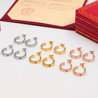 Cartier Love Gold Silver Hinged Hoop Screw-Accented Earrings