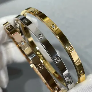 Cartier Love Six-Stone Screw Motif Bangle Bracelet