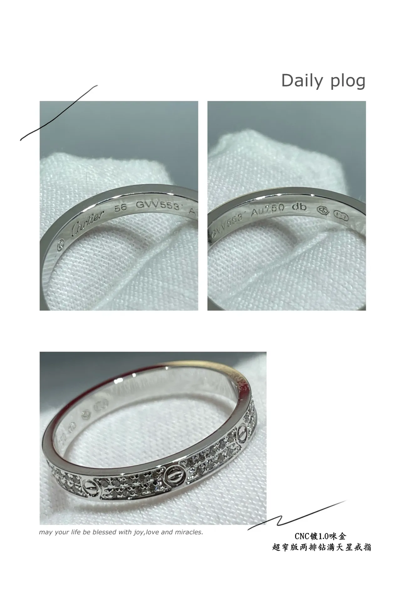 Cartier Love Bague Diamant Ultra-étroite à deux rangées en Pavé 4