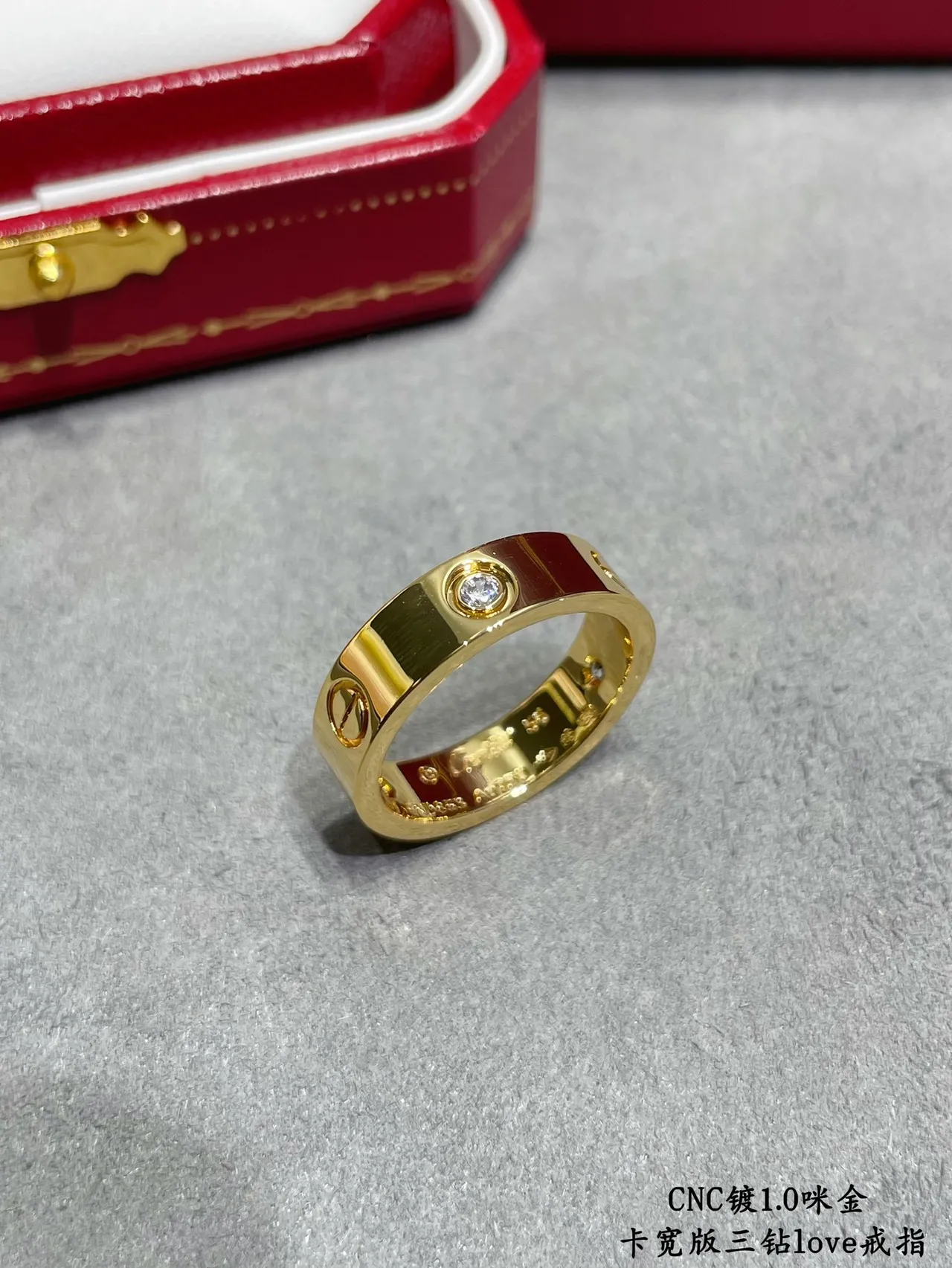 Cartier Love Anel de Banda Larga com Três Diamantes 5