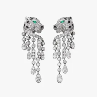 Cartier Panthère Diamond and Emerald Panther Head Earrings