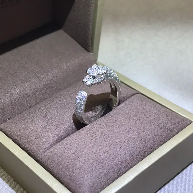 Cartier Panthère Bague or argent tête panthère motif cristals Pavé-Set 4