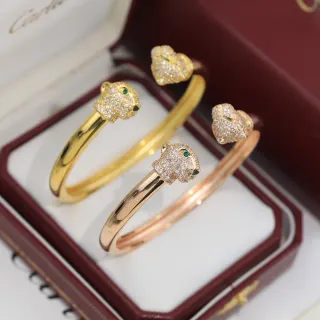Cartier Panthère Pavé Cabeza de Pantera Brazalete Abierto