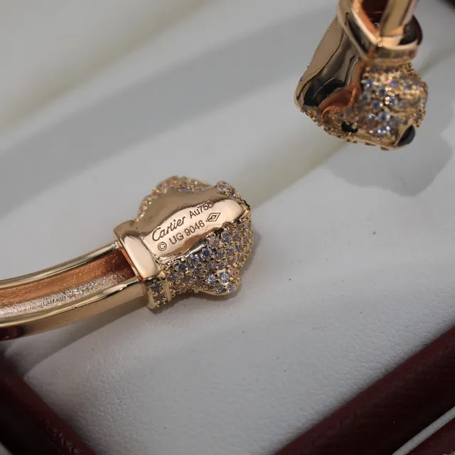 Cartier Panthère Pavé Cabeza de Pantera Brazalete Abierto 2