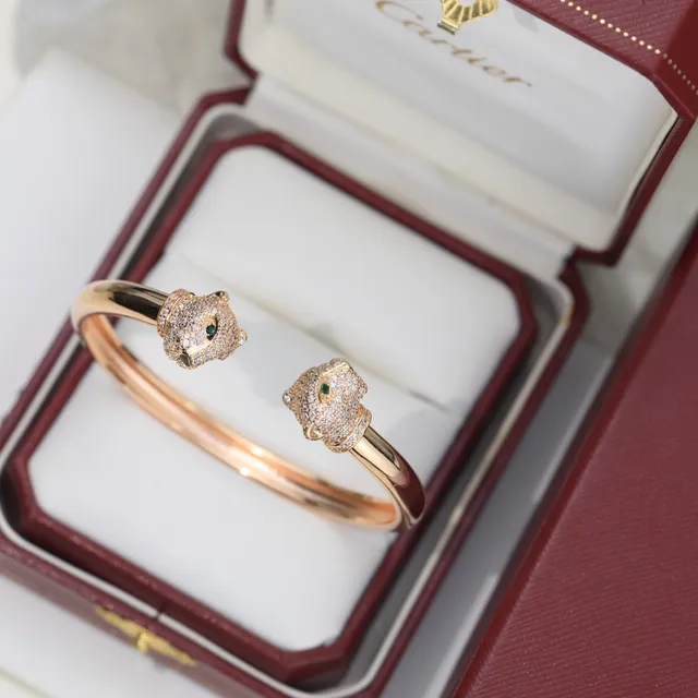 Cartier Panthère Pavé Cabeza de Pantera Brazalete Abierto 3
