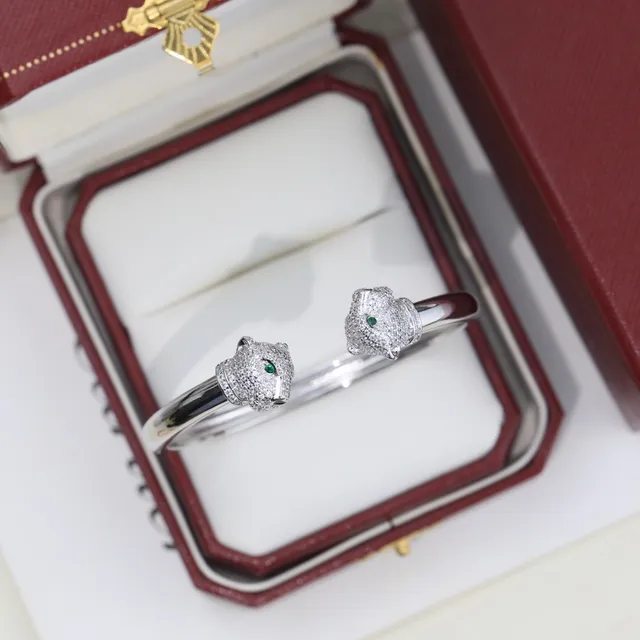 Cartier Panthère Pavé Cabeza de Pantera Brazalete Abierto 5
