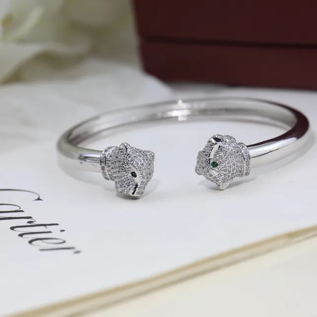 Cartier Panthère Pavé Cabeza de Pantera Brazalete Abierto 7