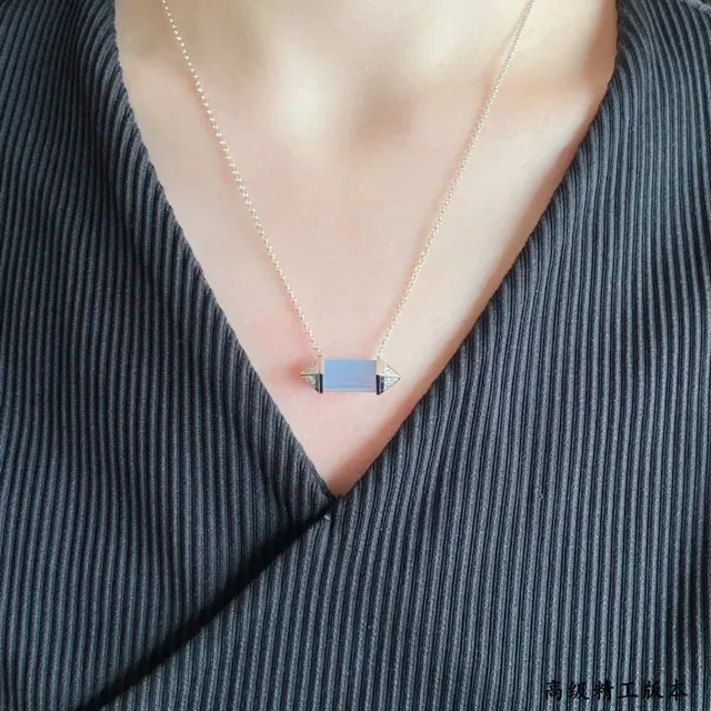 Collier Cartier Argent Bleu Barre Géométrique Pendentif Acentos Diamants Pavé 9