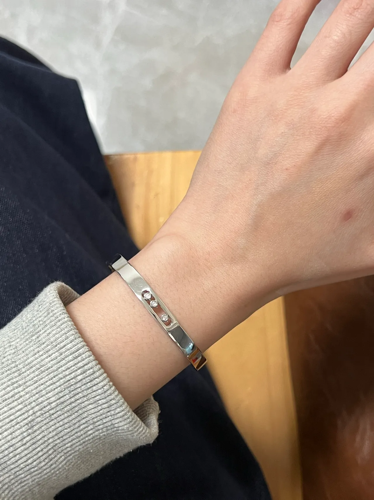 Cartier Argent Métal Poli Plat Rectangulaire Bracelet de Poignet 2