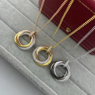 Cartier Trinity Triple Interlocking Ring Pavé Necklace