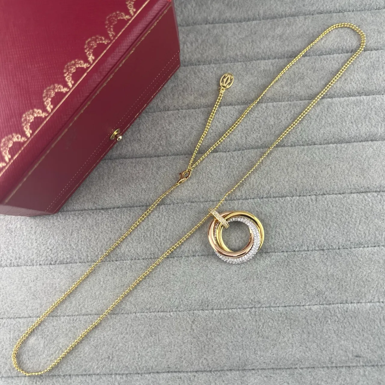 Cartier Trinity ত্রিপল ইন্টারলকিং রিং Pavé হার 5