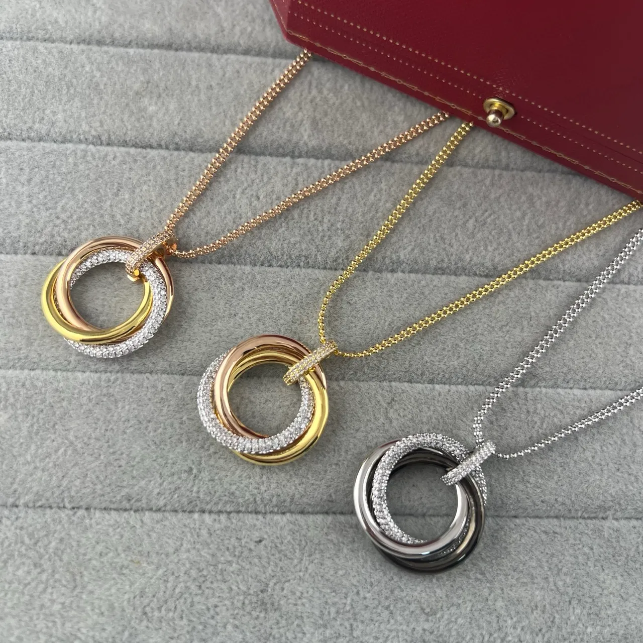 Cartier Trinity ত্রিপল ইন্টারলকিং রিং Pavé হার 3