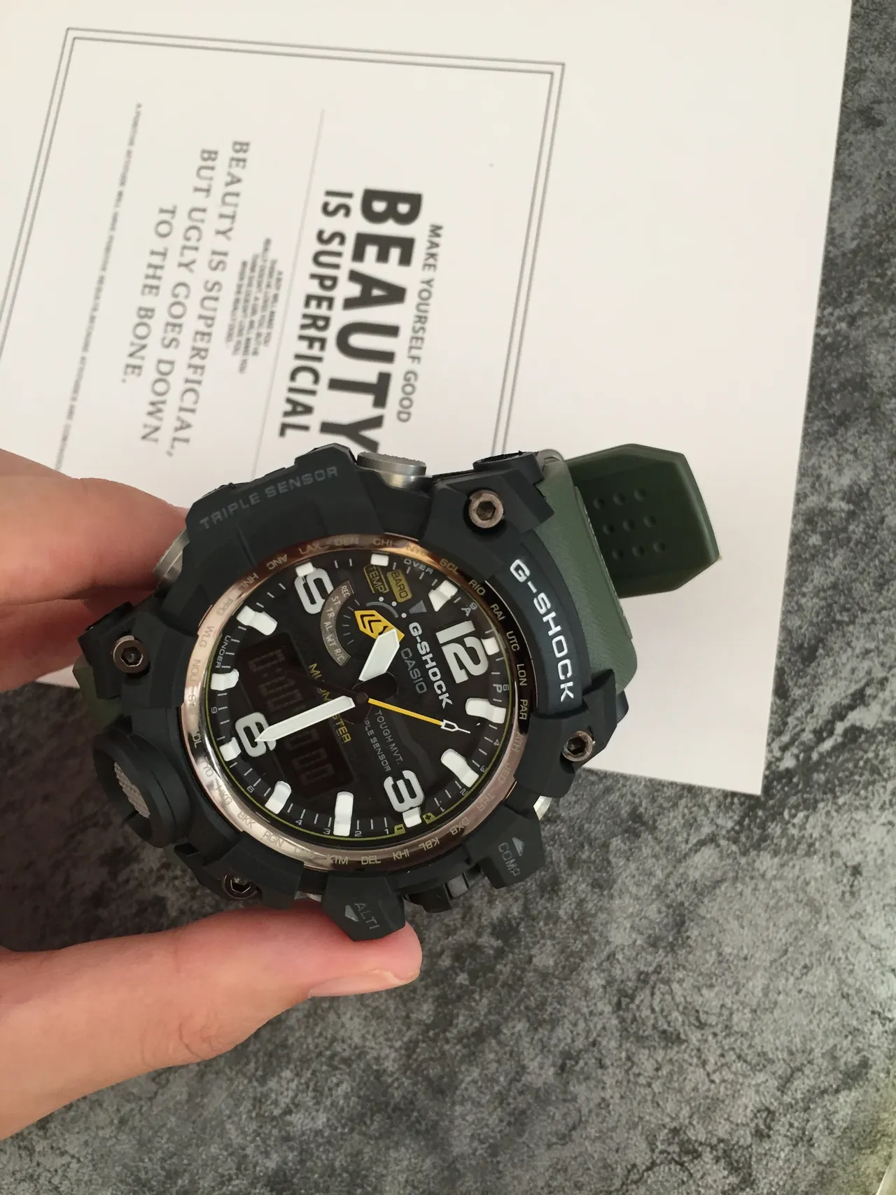 Casio Army Green Black Rugged Multi-Sensor Mud-Resistant Watch 6