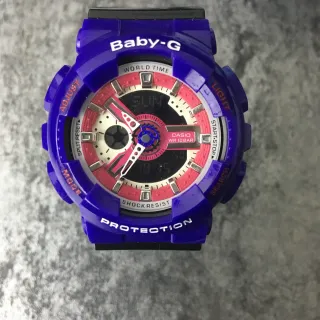 Casio Baby-G বেগুনি গোলাপি দৃঢ় রেজিন কেস অ্যানালগ-ডিজিটাল হাইব্রিড ঘড়ি