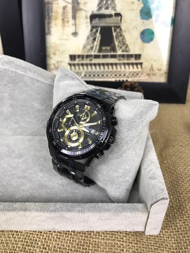 Casio أسود ذهبي مطلي بالأيونات Case مالتي سبديال كرونوغراف ساعة 12