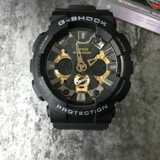 Casio Black Gold con carcasa de resina robusta, dial analógico-digital híbrido