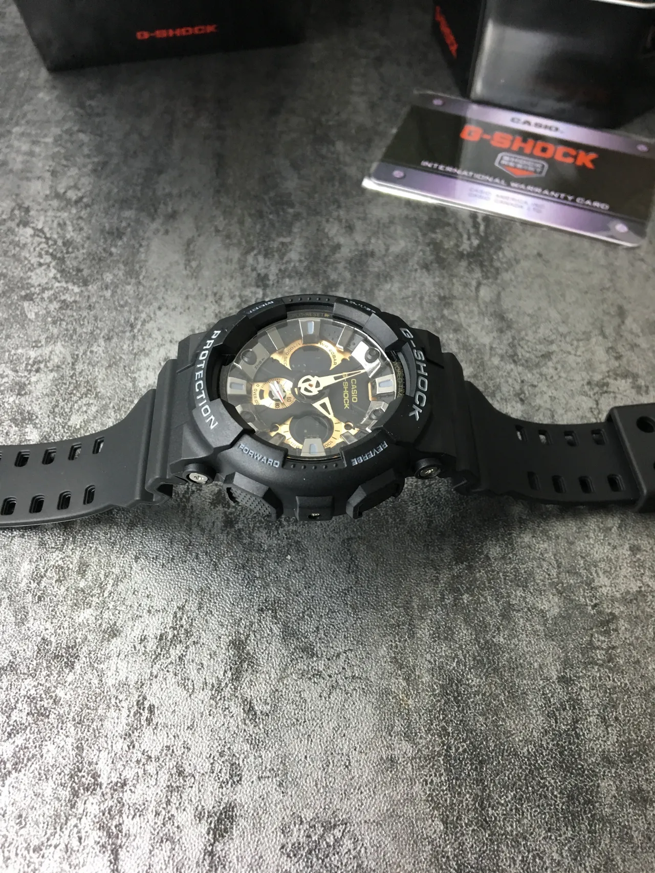 Casio Black Gold Rugged Resin Case Analog-Digital Hybrid Dial Watch 4